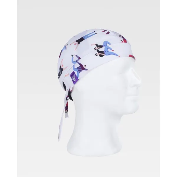 Bandana de tecido elástico e estampada.
