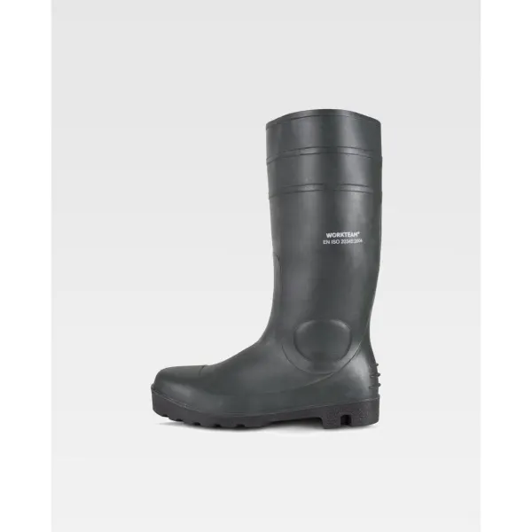 Bota alta em nitrilo e PVC, biqueira e meia-sola em aço.