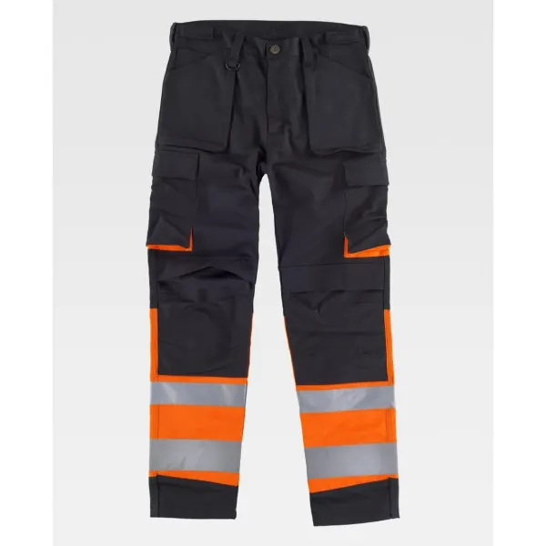 Calça combinada de costura tripla com fitas refletoras