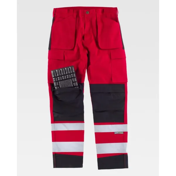 Calça combinada de tripla costura e fitas refletoras