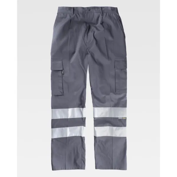 Calça direita de algodão com fitas refletoras.