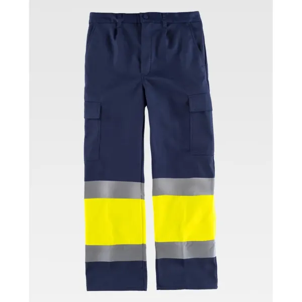 Calça para o frio combinada com alta visibilidade e fitas refletoras