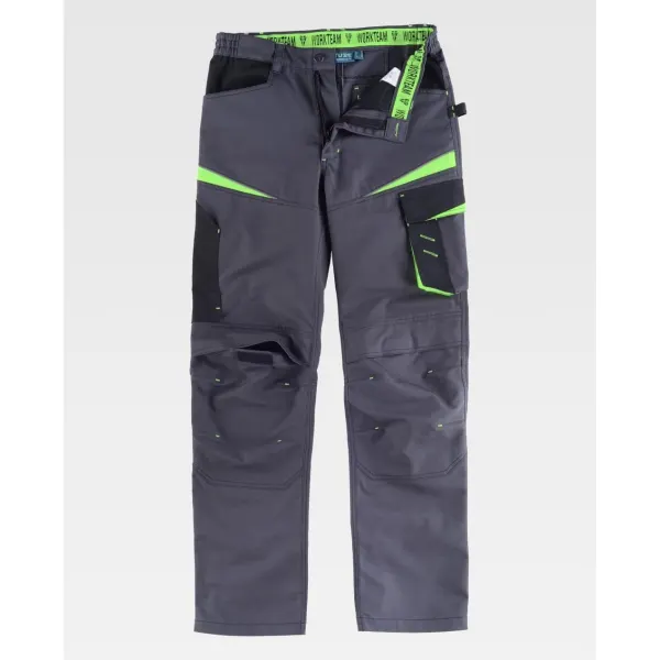 Calça tripla cor com tecido canvas.