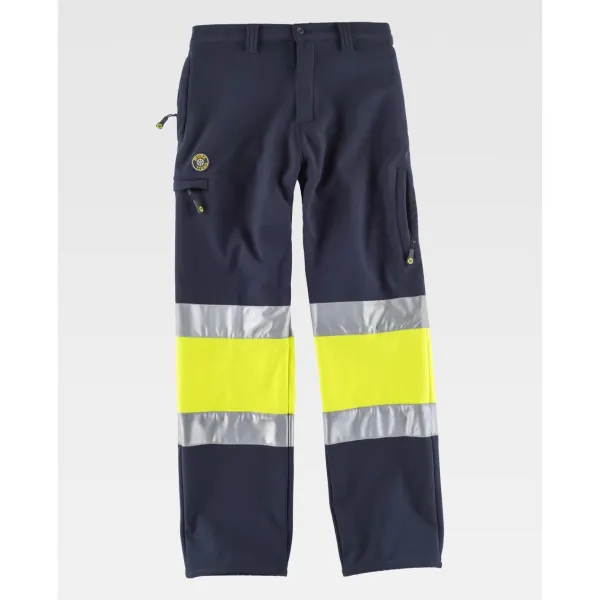 Calça Workshell combinada de alta visibilidade e fitas refletoras