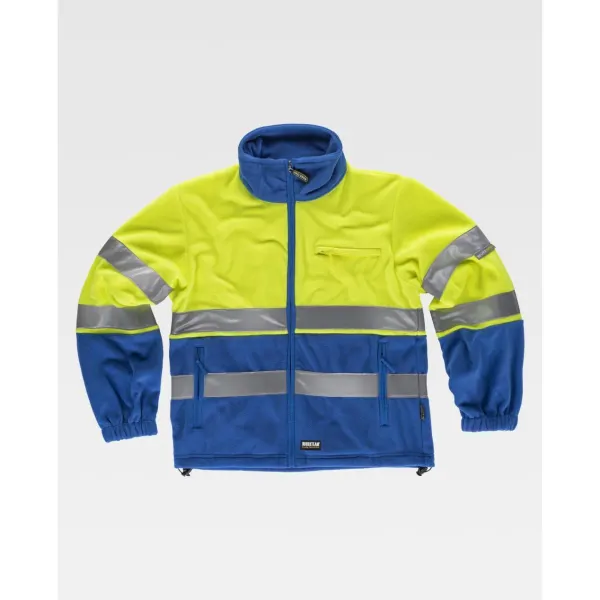 Casaco polar combinado com fitas refletoras. Parte superior de alta visibilidade