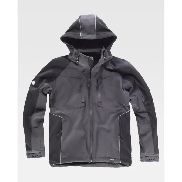 Casaco Workshell combinado com debruns reflectores.