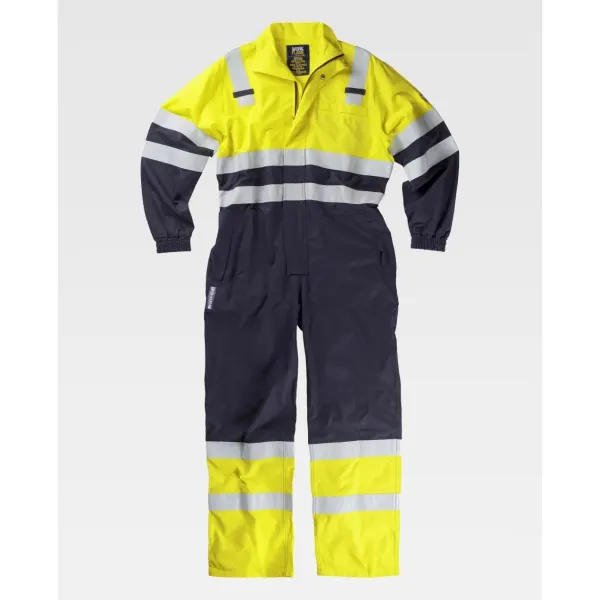 Fato macaco ignífugo, antiestático com protecção para soldadura e arco eléctrico, de alta visibilidade