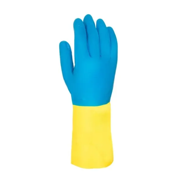LUVA LATEX/NEOPRENE AZUL/AMARELO 30 CM