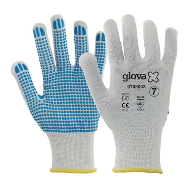 LUVA NYLON BRANCO REVESTIMENTO PONTOS PVC