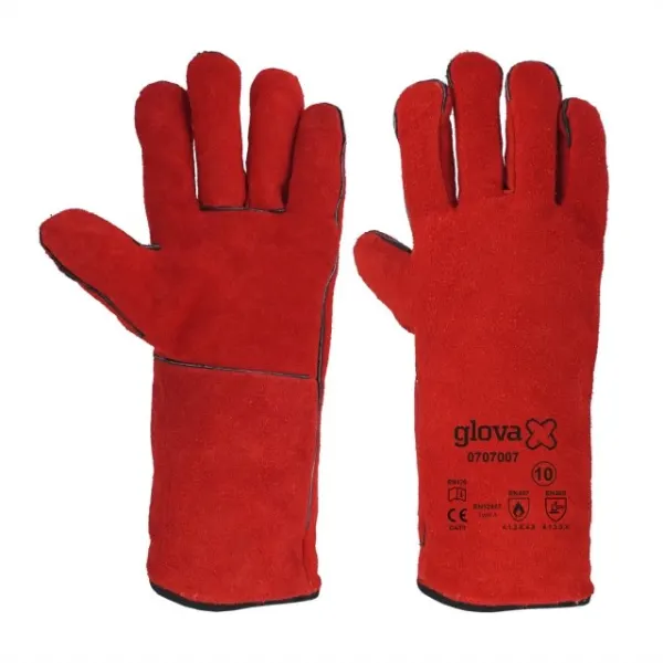 LUVA SOLDADOR CRUTE VERMELHO FORRO 35 CM
