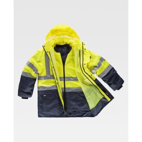 Parka transformável 5 em 1. Combinada, desmontável, com fitas refletoras e parte superior de alta visibilidade