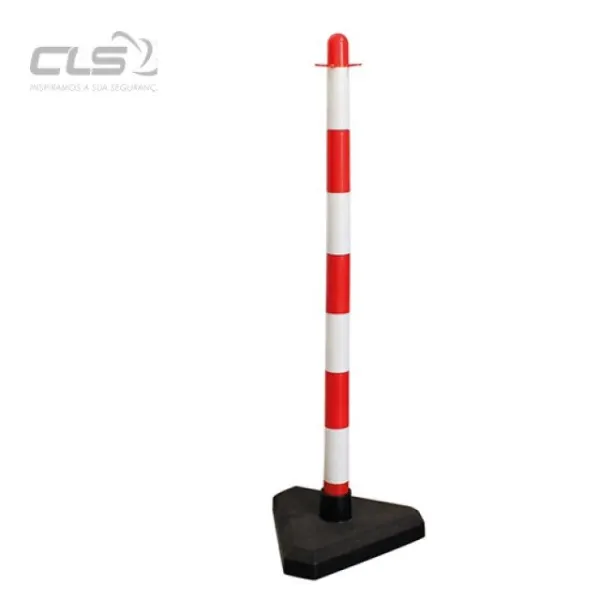 POSTE SINALIZAÇAO BRANCO / VERMELHO 90 CM