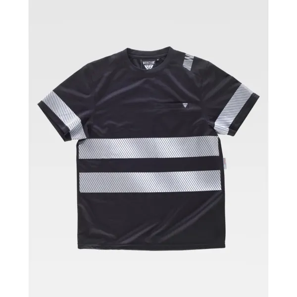 T-shirt combinada de manga curta em micropique poliéster e fitas refletoras segmentadas