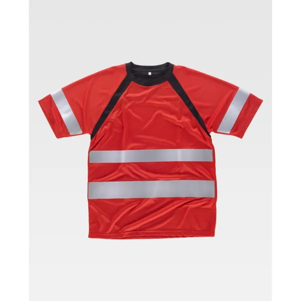 T-shirt combinada de manga raglã curta em poliéster bird's eye com fitas refletoras