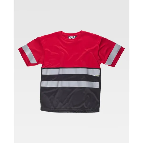 T-shirt combinado de manga curta em poliéster 'bird's eye' com fitas refletoras.
